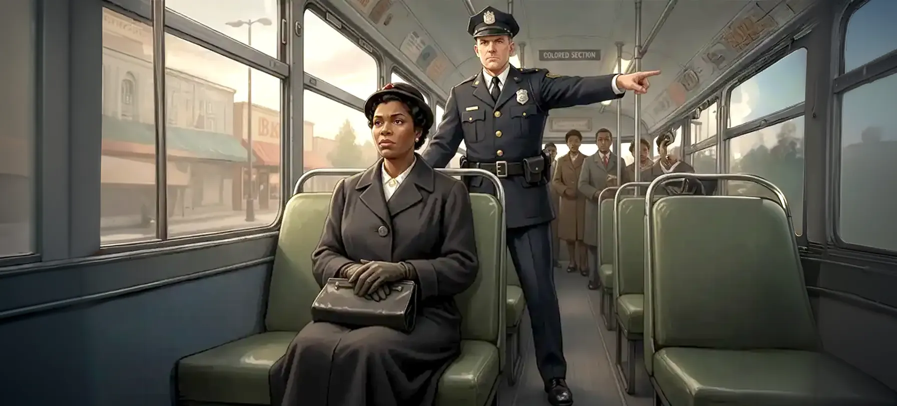 Montgomery, Alabama, 1955 — The bus where Rosa Parks refused to give up her seat